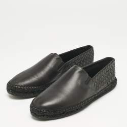 Bottega Veneta Black Intrecciato Leather Slip On Loafers Size 43