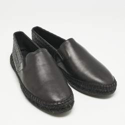 Bottega Veneta Black Intrecciato Leather Slip On Loafers Size 43