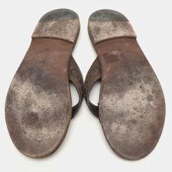 Pre Owned Bottega Veneta Brown Intrecciato Leather Thong Sandals Size 43