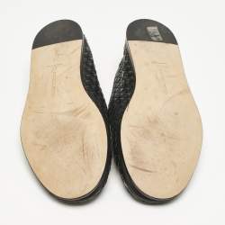 Pre Owned Bottega Veneta Black Intrecciato Leather Slip On Loafers Size 43