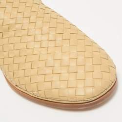 Bottega Veneta Beige Intrecciato Leather Smoking Slippers Size 43