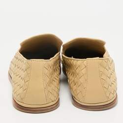 Bottega Veneta Beige Intrecciato Leather Smoking Slippers Size 43