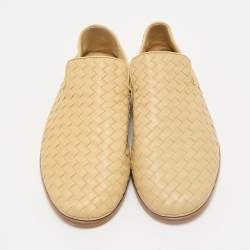 Bottega Veneta Beige Intrecciato Leather Smoking Slippers Size 43