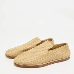Bottega Veneta Beige Intrecciato Leather Smoking Slippers Size 43