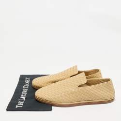 Bottega Veneta Beige Intrecciato Leather Smoking Slippers Size 43