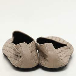 Bottega Veneta Beige Leather Intrecciato Smoking Slippers Size 42.5