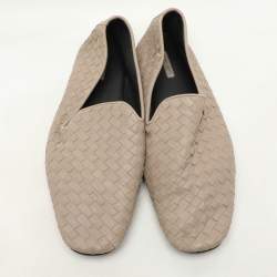 Bottega Veneta Beige Leather Intrecciato Smoking Slippers Size 42.5