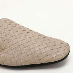 Bottega Veneta Beige Leather Intrecciato Smoking Slippers Size 42.5
