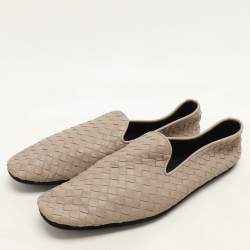 Bottega Veneta Beige Leather Intrecciato Smoking Slippers Size 42.5