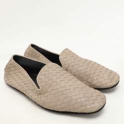 Bottega Veneta Beige Leather Intrecciato Smoking Slippers Size 42.5