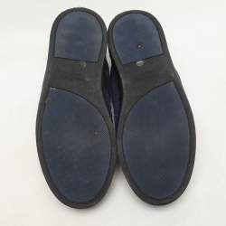 Bottega Veneta Two Tone Blue Suede Intrecciato Low Top Sneakers Size 43
