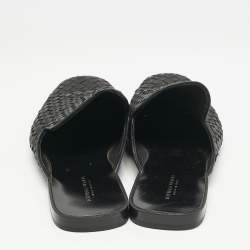 Bottega Veneta Black Intrecciato Leather Fiandra Flat Mules Size 42
