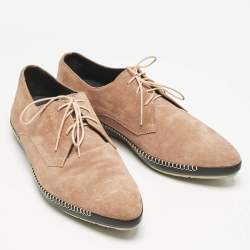 Bottega Veneta Beige Suede Dhalia Pointed Toe Lace Up Derby Shoes Size 42