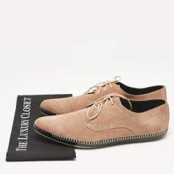 Bottega Veneta Beige Suede Dhalia Pointed Toe Lace Up Derby Shoes Size 42