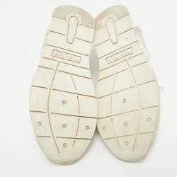 Bottega Veneta Cream/Grey Intrecciato Leather and Suede Lace Up Sneakers Size 42