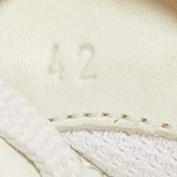 Bottega Veneta Cream/Grey Intrecciato Leather and Suede Lace Up Sneakers Size 42
