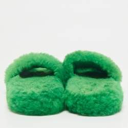 Bottega Veneta Green Shearling Fur Resort Teddy Slides Size 41
