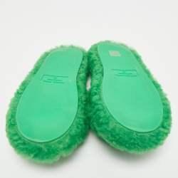 Bottega Veneta Green Shearling Fur Resort Teddy Slides Size 41