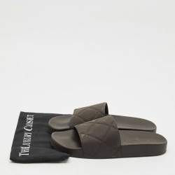 Bottega Veneta Brown Quilted Rubber Pool Slides Size 42