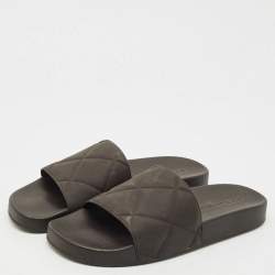 Bottega Veneta Brown Quilted Rubber Pool Slides Size 42