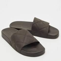 Bottega Veneta Brown Quilted Rubber Pool Slides Size 42