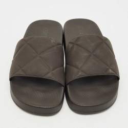 Bottega Veneta Brown Quilted Rubber Pool Slides Size 42
