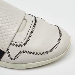 Pre Owned Bottega Veneta White Leather Intrecciato Slip On Sneakers Size 42.5