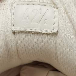 Pre Owned Bottega Veneta White Leather Intrecciato Slip On Sneakers Size 42.5