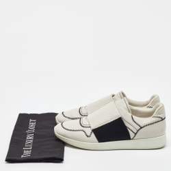 Pre Owned Bottega Veneta White Leather Intrecciato Slip On Sneakers Size 42.5