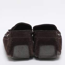 Pre Owned Bottega Veneta Brown Intrecciato Suede Loafers Size 43.5