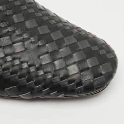 Pre Owned Bottega Veneta Black Intrecciato Leather Tubolare Mules Size 40