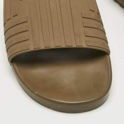 Pre Owned Bottega Veneta Brown Rubber Slide Sandals Size 42