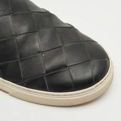 Pre Owned Bottega Veneta Black Intrecciato Leather Slip On Sneakers Size 41