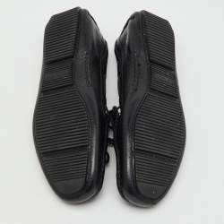 Pre Owned Bottega Veneta Black Intrecciato Leather Bow Slip On Loafers Size 41.5