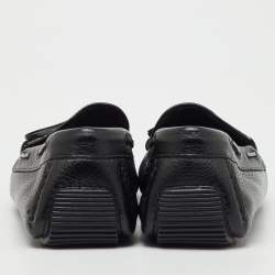 Pre Owned Bottega Veneta Black Intrecciato Leather Bow Slip On Loafers Size 41.5