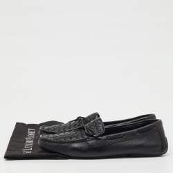 Pre Owned Bottega Veneta Black Intrecciato Leather Bow Slip On Loafers Size 41.5