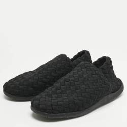 Pre Owned Bottega Veneta Black Intrecciato Elastic Fabric Starfish Slip On Sneakers Size 42