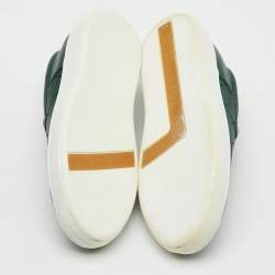 Pre Owned Bottega Veneta Dark Green Leather Dodger Slip On Sneakers Size 46