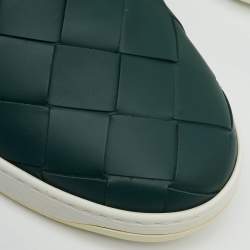 Pre Owned Bottega Veneta Dark Green Leather Dodger Slip On Sneakers Size 46