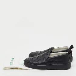 Pre Owned Bottega Veneta Black Leather Dodger Slip On Sneakers Size 46