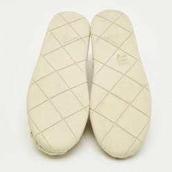Pre Owned Bottega Veneta Cream Intrecciato Elastic Fabric Elasticated Sneakers Size 41.5