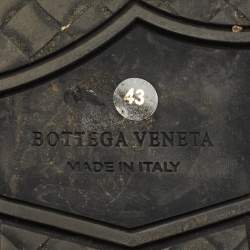 Pre Owned Bottega Veneta Black/Dark Brown Suede and Woven Leather Intrecciato Lace Up Sneakers Size 43