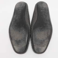 Pre Owned Bottega Veneta Grey Intrecciato Leather Smoking Slippers Size 42