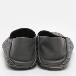 Pre Owned Bottega Veneta Grey Intrecciato Leather Smoking Slippers Size 42