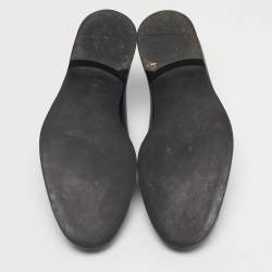 Pre Owned Bottega Veneta Black Leather Intrecciato Loafers Size 42