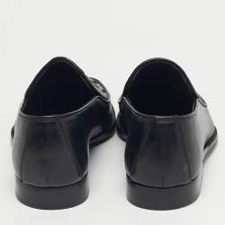 Pre Owned Bottega Veneta Black Leather Intrecciato Loafers Size 42