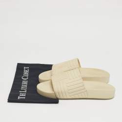 Pre Owned Bottega Veneta Beige Rubber Pool Slippers Size 36