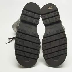 Pre Owned حذاء بوت كومبات بوتيغا فينيتا جلد أسود مقاس 40