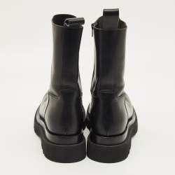 Pre Owned Bottega Veneta Lug Size 41 Black Leather Combat Boots