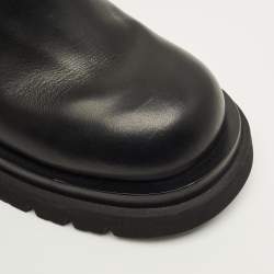 Pre Owned Bottega Veneta Lug Size 41 Black Leather Combat Boots